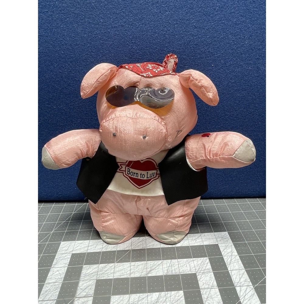 Hallmark‎ Squeezy Rider BORN TO LUV PIG Nylon Stuffed Animal Plush 12"